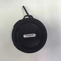 Portable waterproof Bluetooth speaker with carabiner clip in black, blue, green, red, or yellow colours