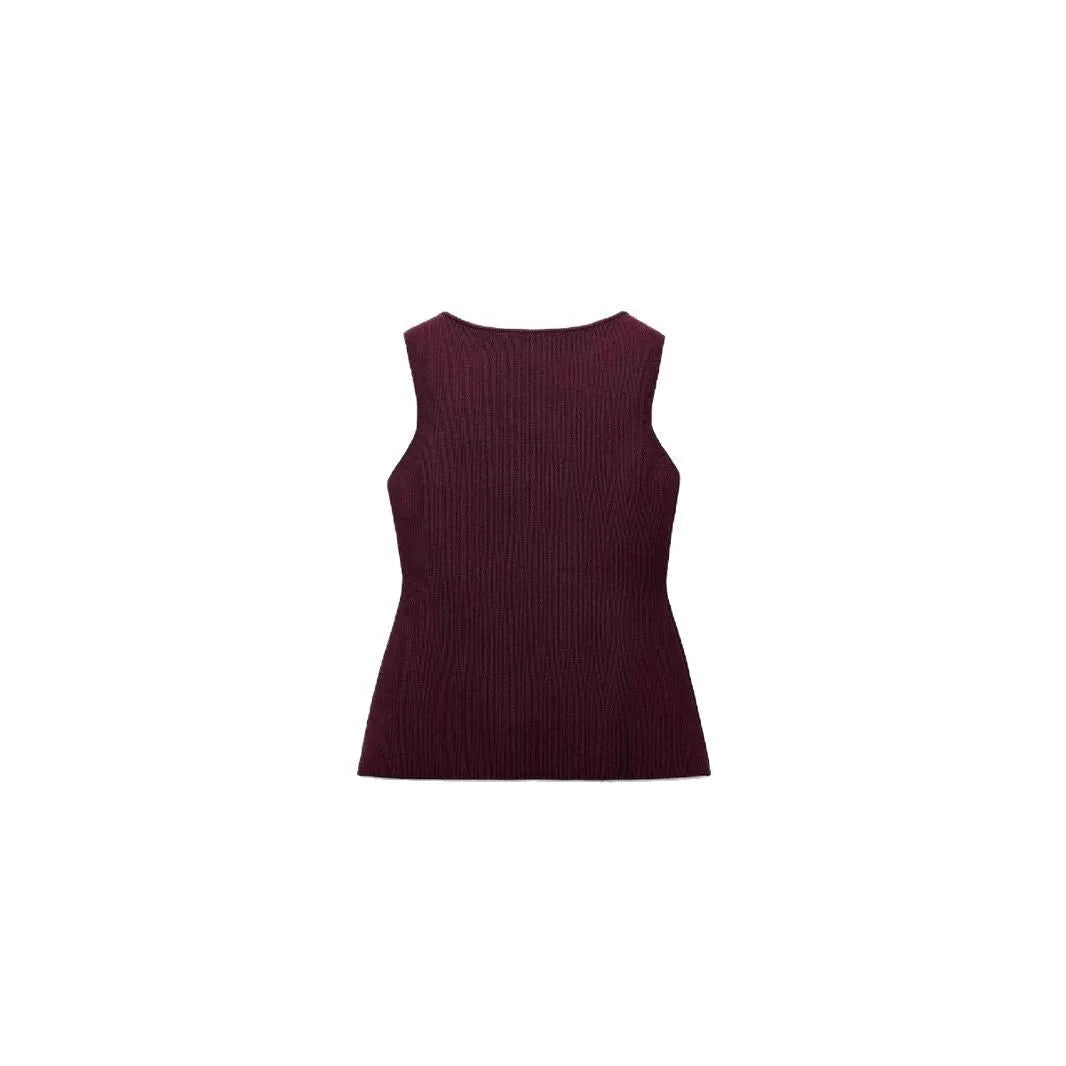 Gold button sweater vest in viscose fabric with slim fit design