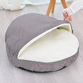 Brown cloth dog kennel with removable zip-off cover for washing, suitable for indoor use