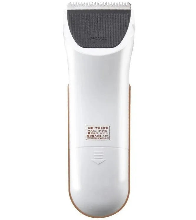 White pet electric hair clipper with ceramic blade for dog and cat grooming