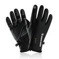 Polar fleece winter cycling gloves with split finger design in black, front view