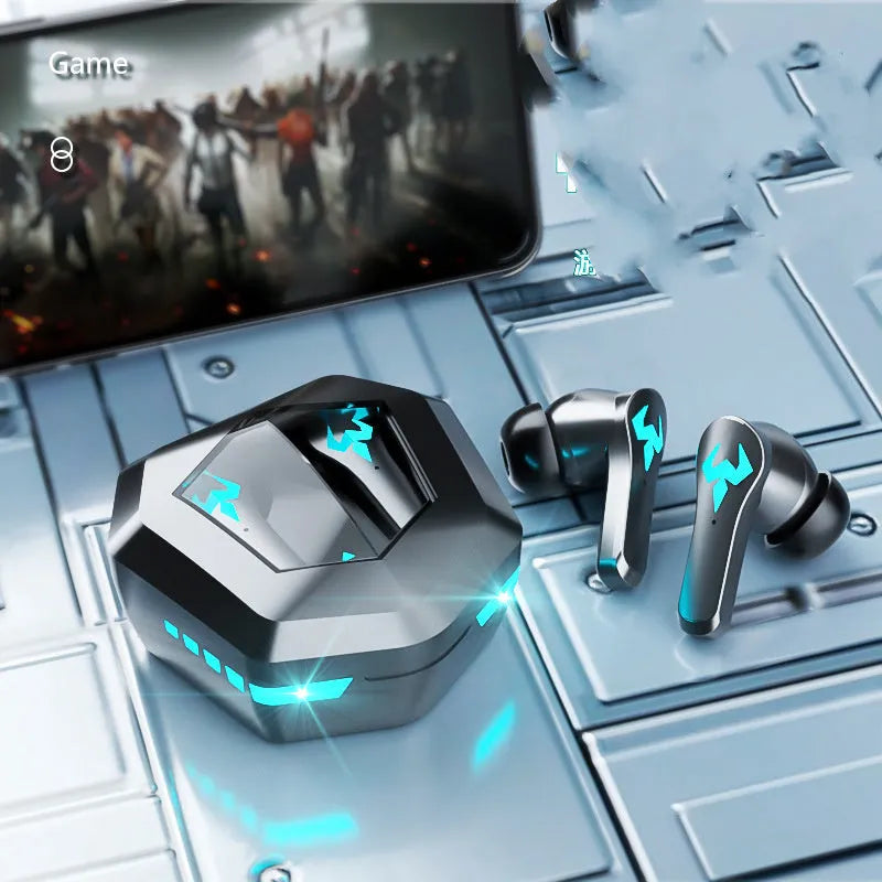 Black wireless in-ear sports stereo gaming headset with Bluetooth 5.0