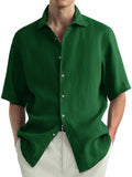 Men's green washed cotton casual shirt cardigan with regular fit styling