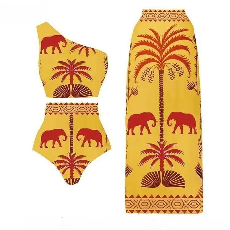 Women's black and printed one-piece swimsuits in sizes S to XL for beach wear