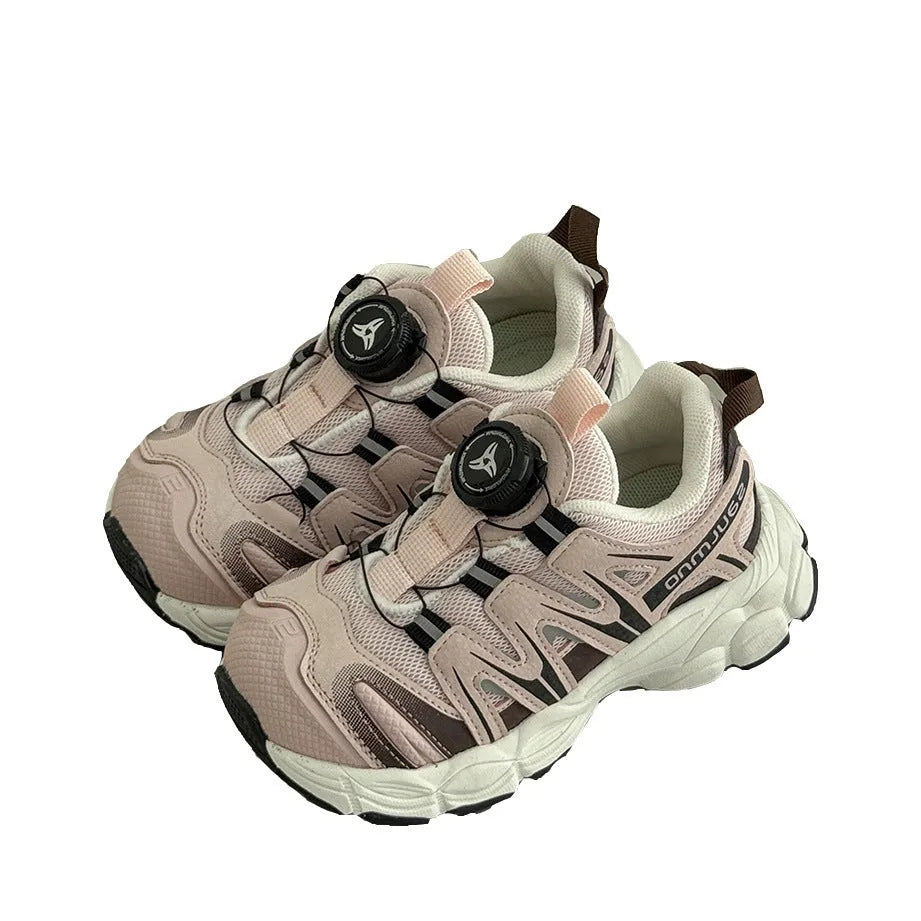 Women's casual breathable shoes in black, beige, and pink with PU leather mesh upper