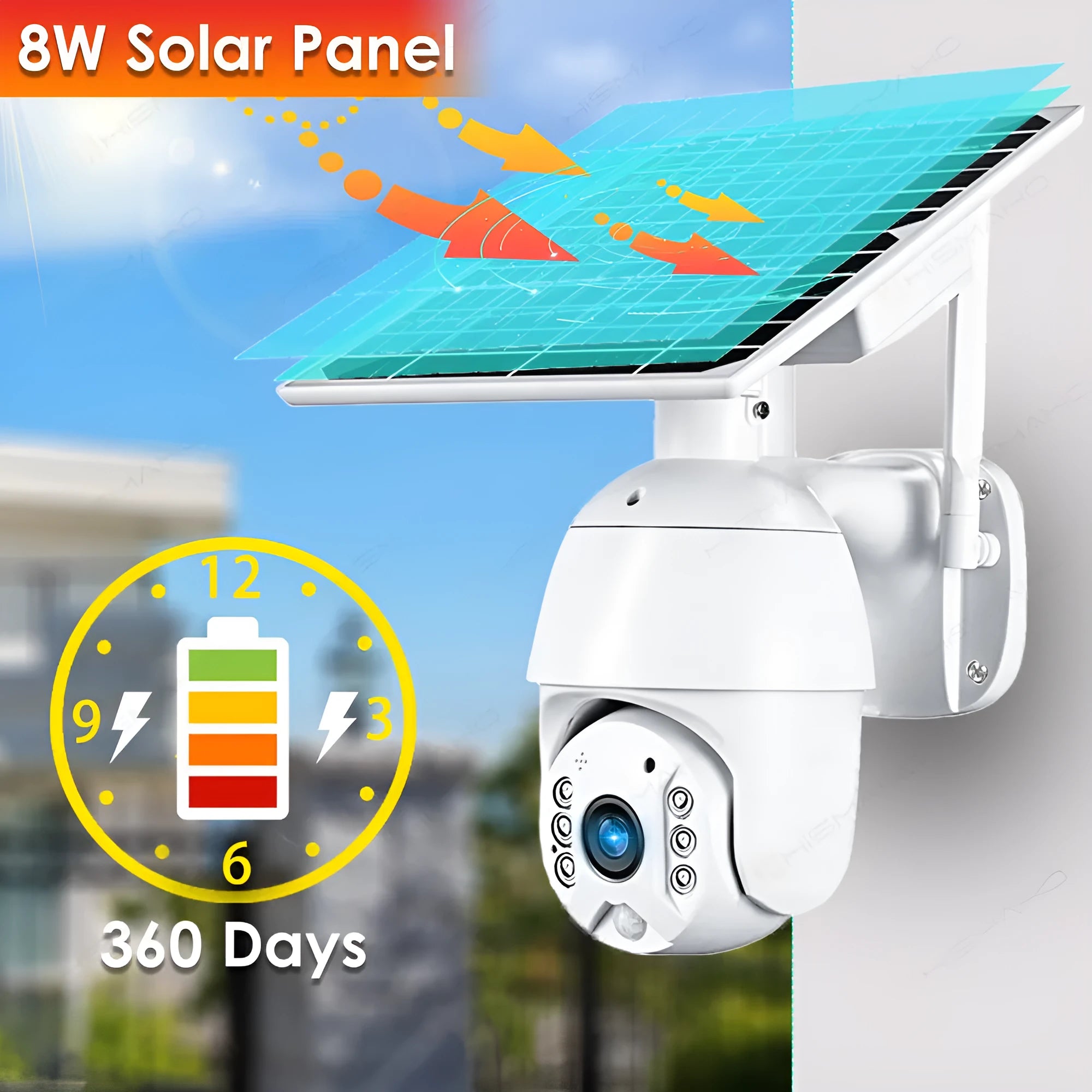 4G LTE solar PTZ dome security camera with 1080P night vision for indoor outdoor use