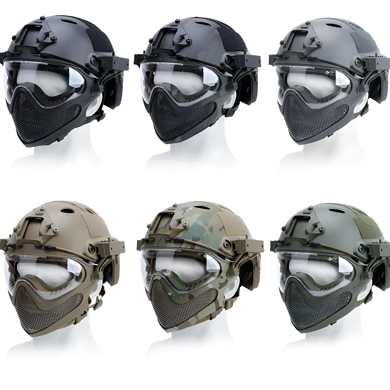 Simple loading and unloading ABS integrated mask helmet in solid black colour