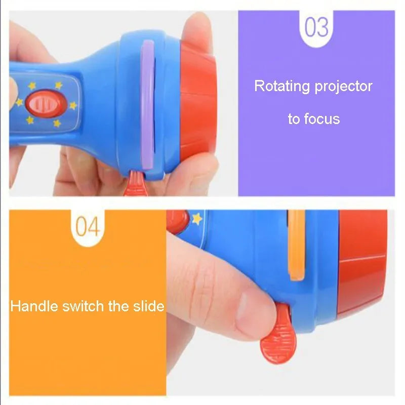 SmartKids children's story projector torch with four clip-on projection discs showing fairy tale images