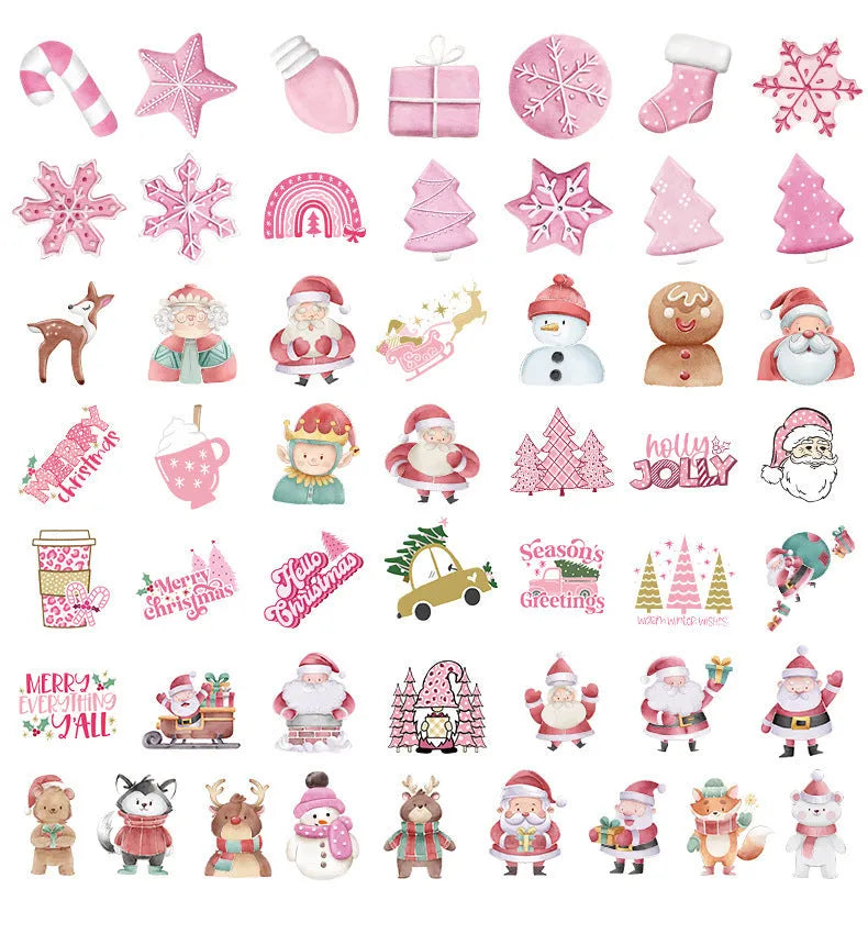 50 Christmas waterproof stickers in cute designs for car phone computer guitar notebook decoration