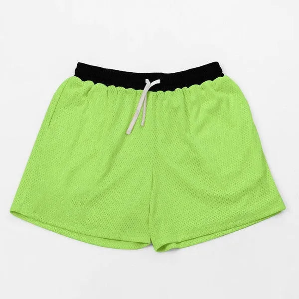 Men's solid colour quick-drying mesh shorts for summer running and fitness activities