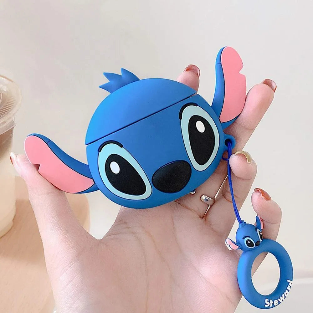Silicone protective case for AirPods with cartoon animal design and flip opening