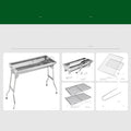 Stainless steel portable folding barbecue oven with grilling surface, shown in natural metal finish.