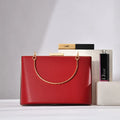 Solid Colour European and American Style Simple Double Ring PU Leather Pillow Shape Crossbody Bag for Daily Use Available in Black, Brown, Red and White 18.5x13.5x7 cm Small Bag for Mobile Phone Storage in Multiple Colour Options