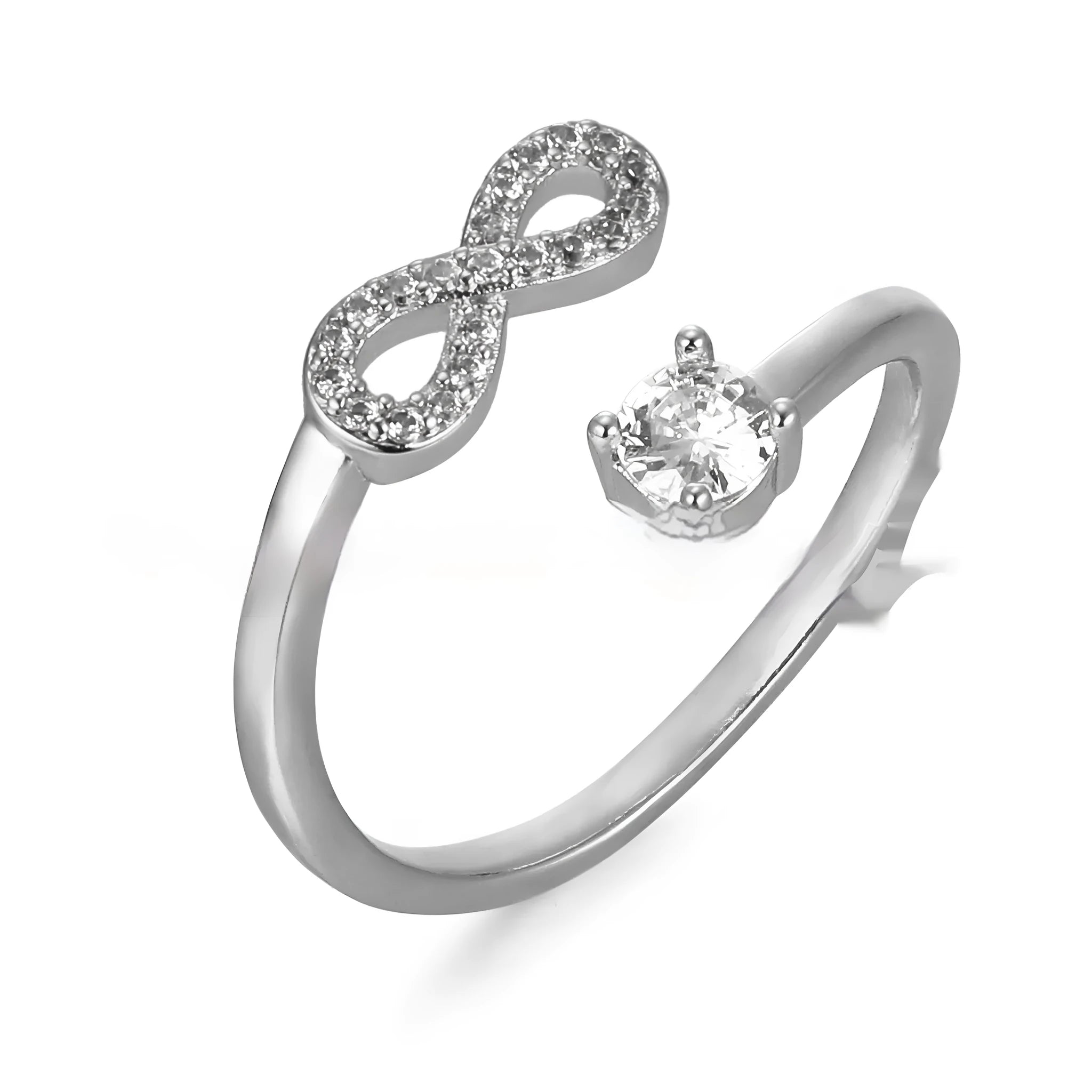 Geometric open zircon letter ring in gold, rose gold or silver with English alphabet designs