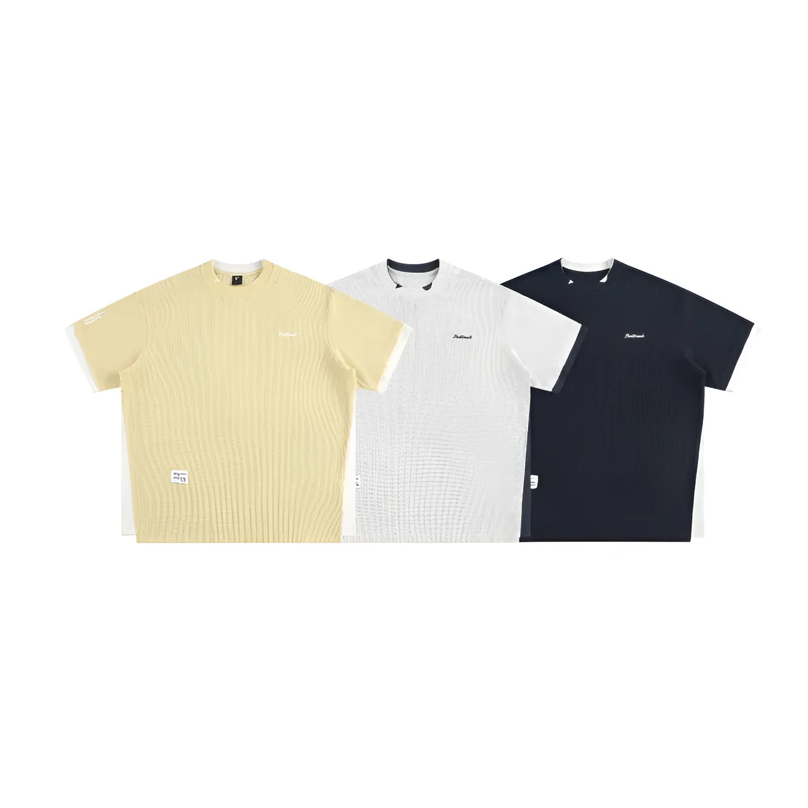 Waffle texture short sleeve t-shirt with retro alphabet embroidery in loose fit design