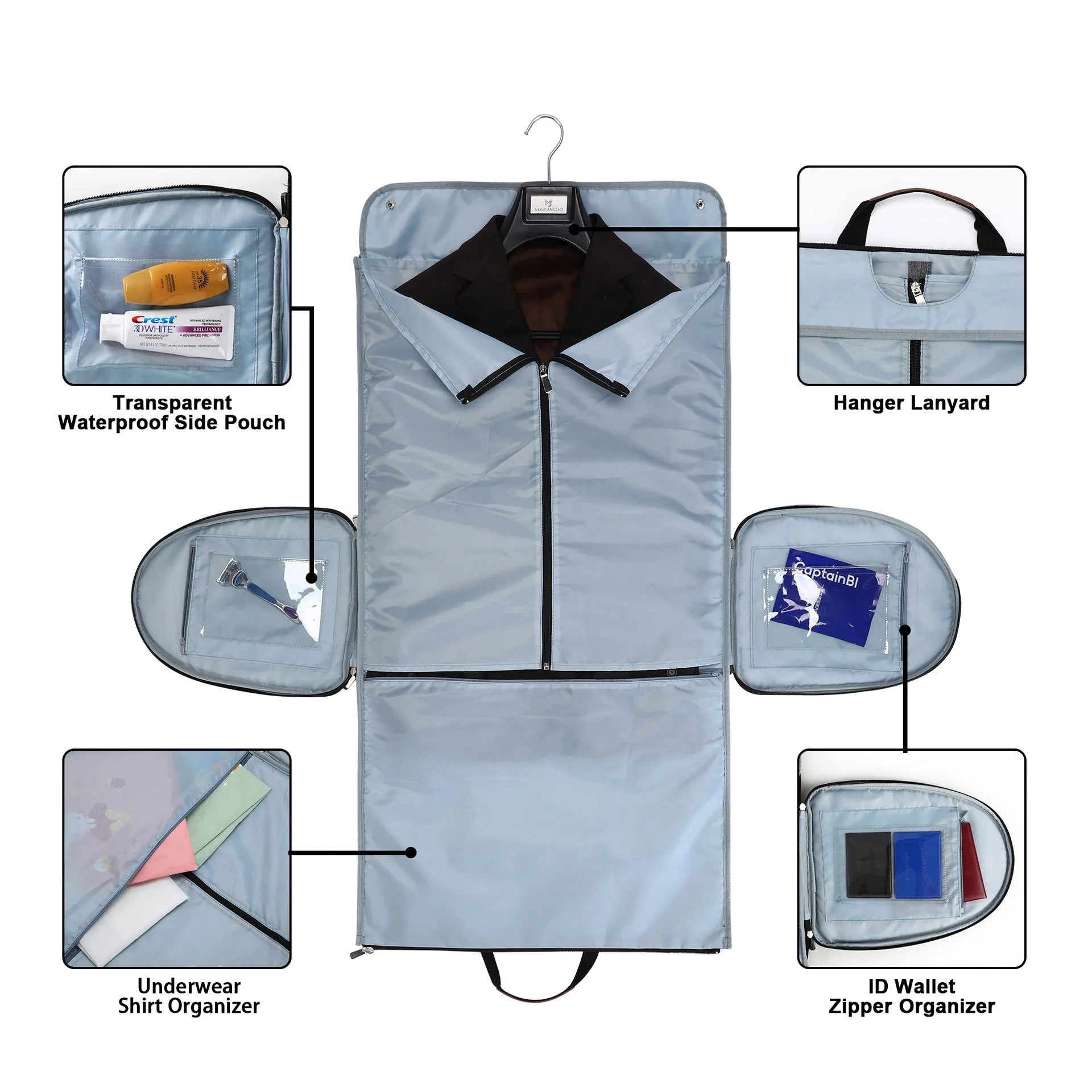 Dark blue folding Oxford cloth duffel bag with handles, suitable for travel and gym use.
