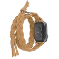 Genuine leather cord braided smart watch strap for iWatch in Black, Brown, Dark Brown, Green, Pink, and Red sizes 38/40/41mm and 42/44/45mm
