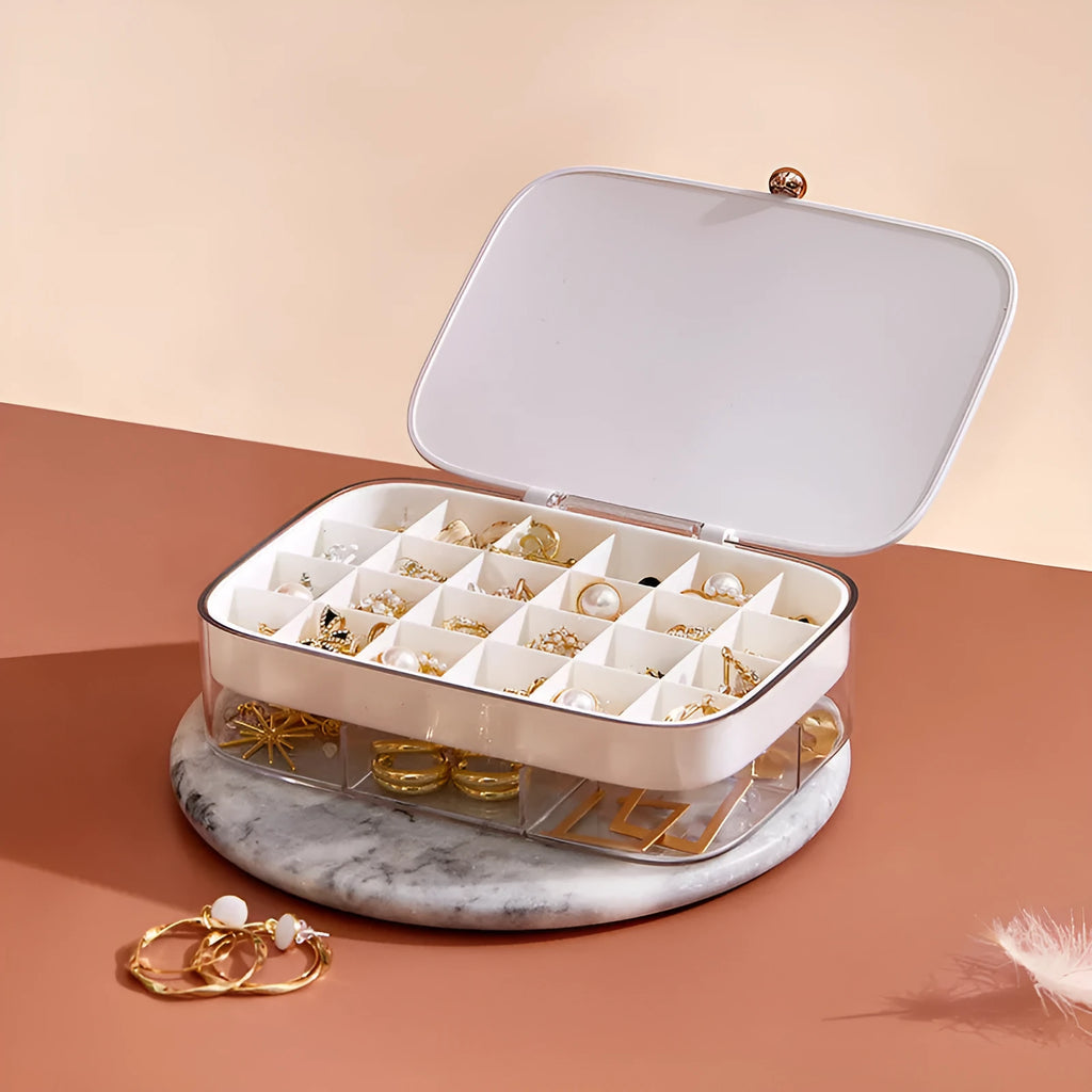 Green multi-layer jewellery storage box with modern minimalist design