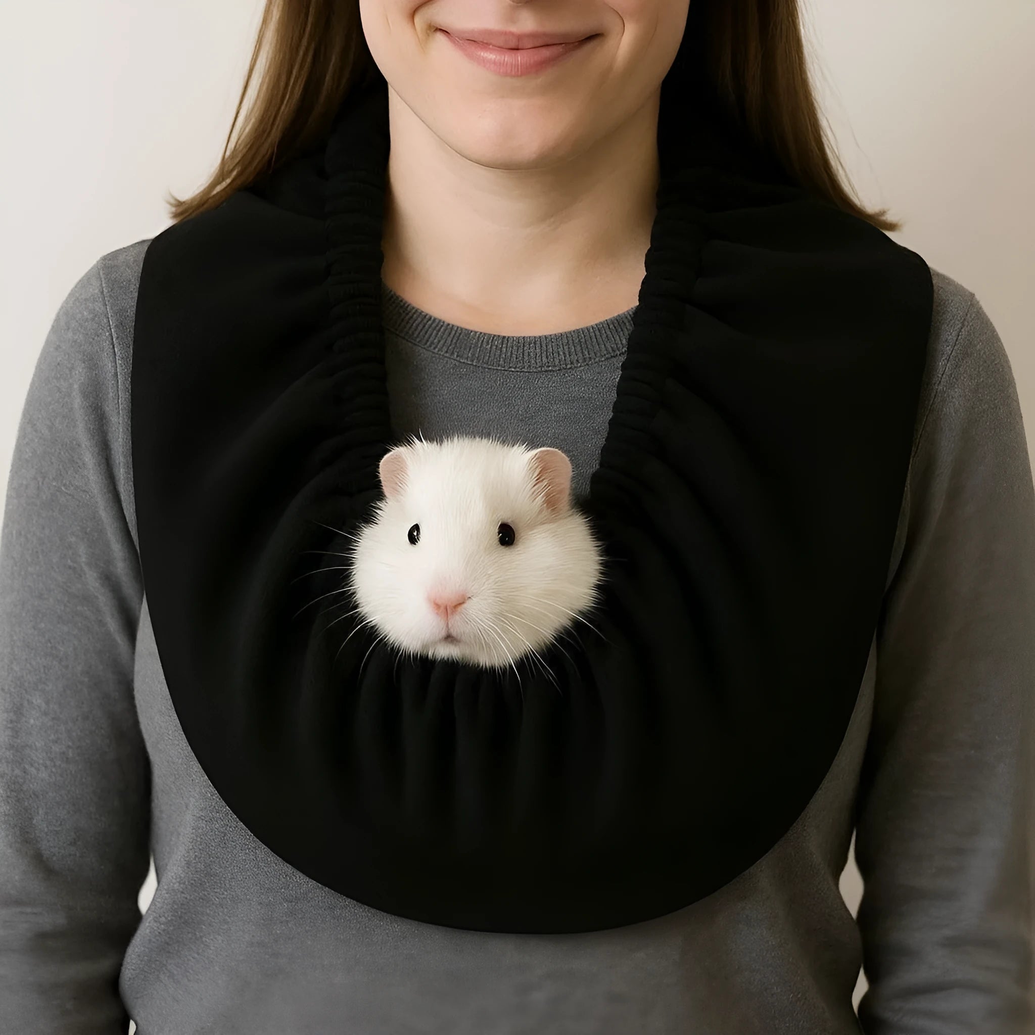 Small animal portable scarf in red, blue, and black for outdoor warmth