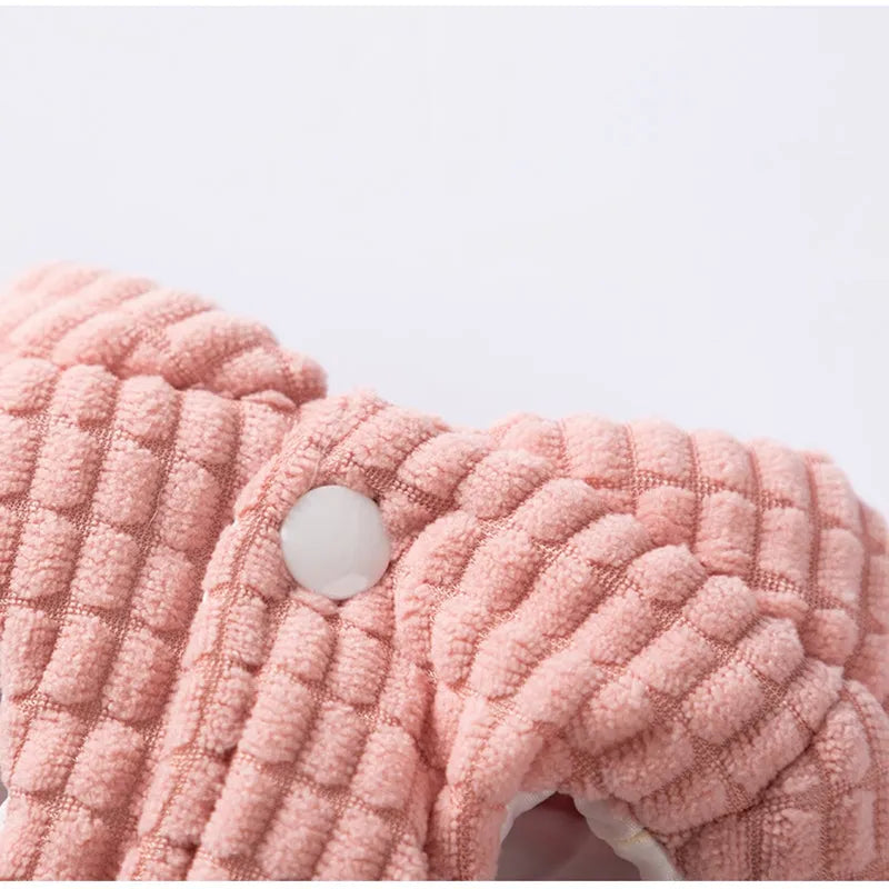 Pink checked corduroy dog vest with metal leash ring and bear tag for small medium dogs