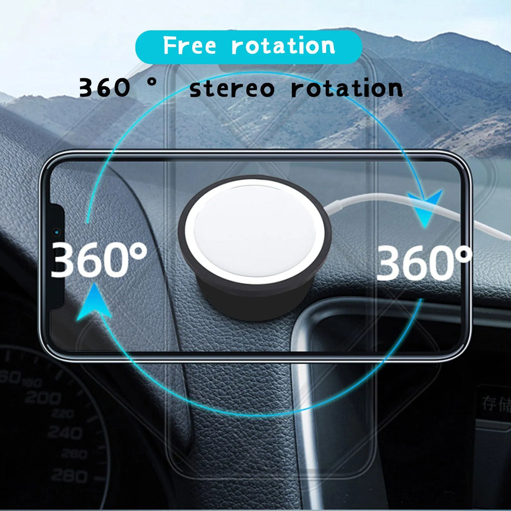 Black plastic charger car magnetic mobile phone holder showing air vent and base bracket mounting options