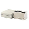 White plush electric water blanket with smart host control unit, shown in two size options.