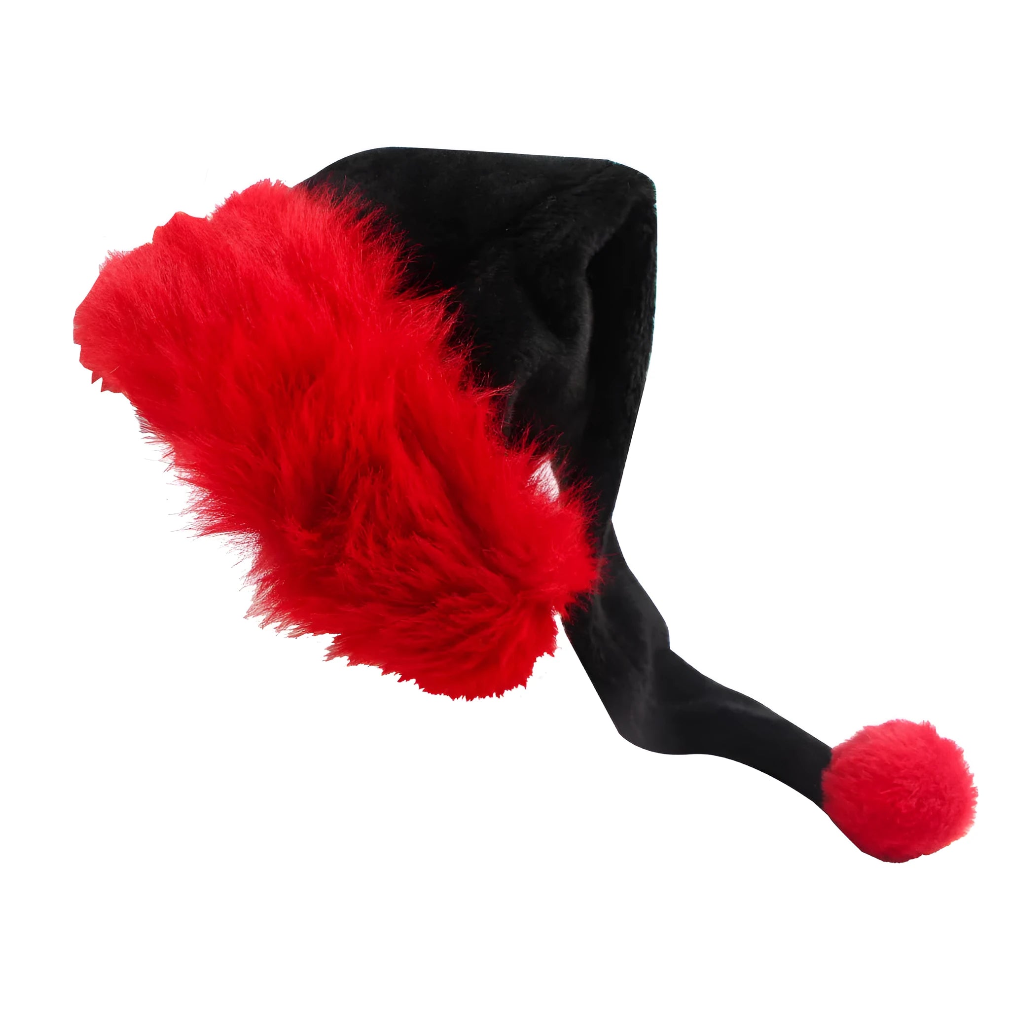 Thickened plush polyester Christmas hat with European classical style in red and black