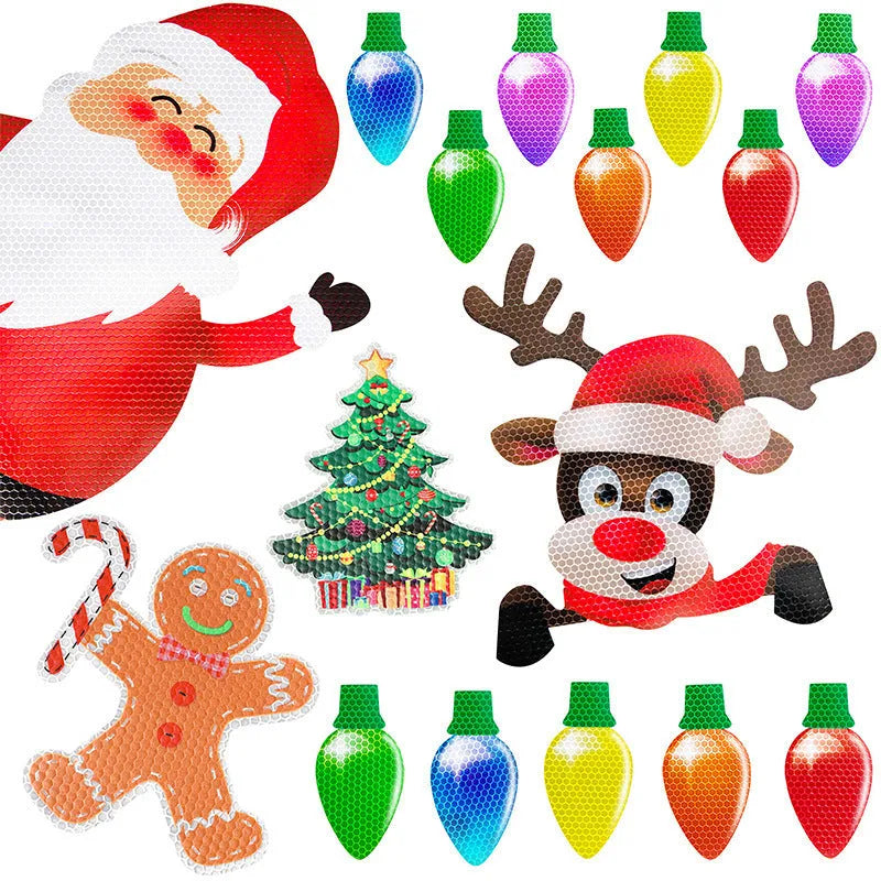 Magnetic Christmas light bulb reflective decoration set with 24 bulbs and 12 wires for car refrigerator garage