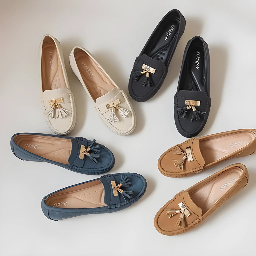 Nude casual work shoes with height increasing insoles and 3-5cm mid heel