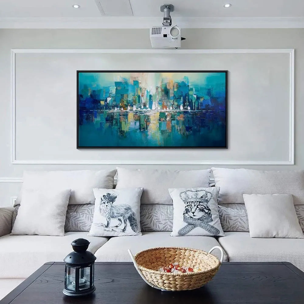 Handmade oil painting abstract canvas wall art horizontal modern mural no frame