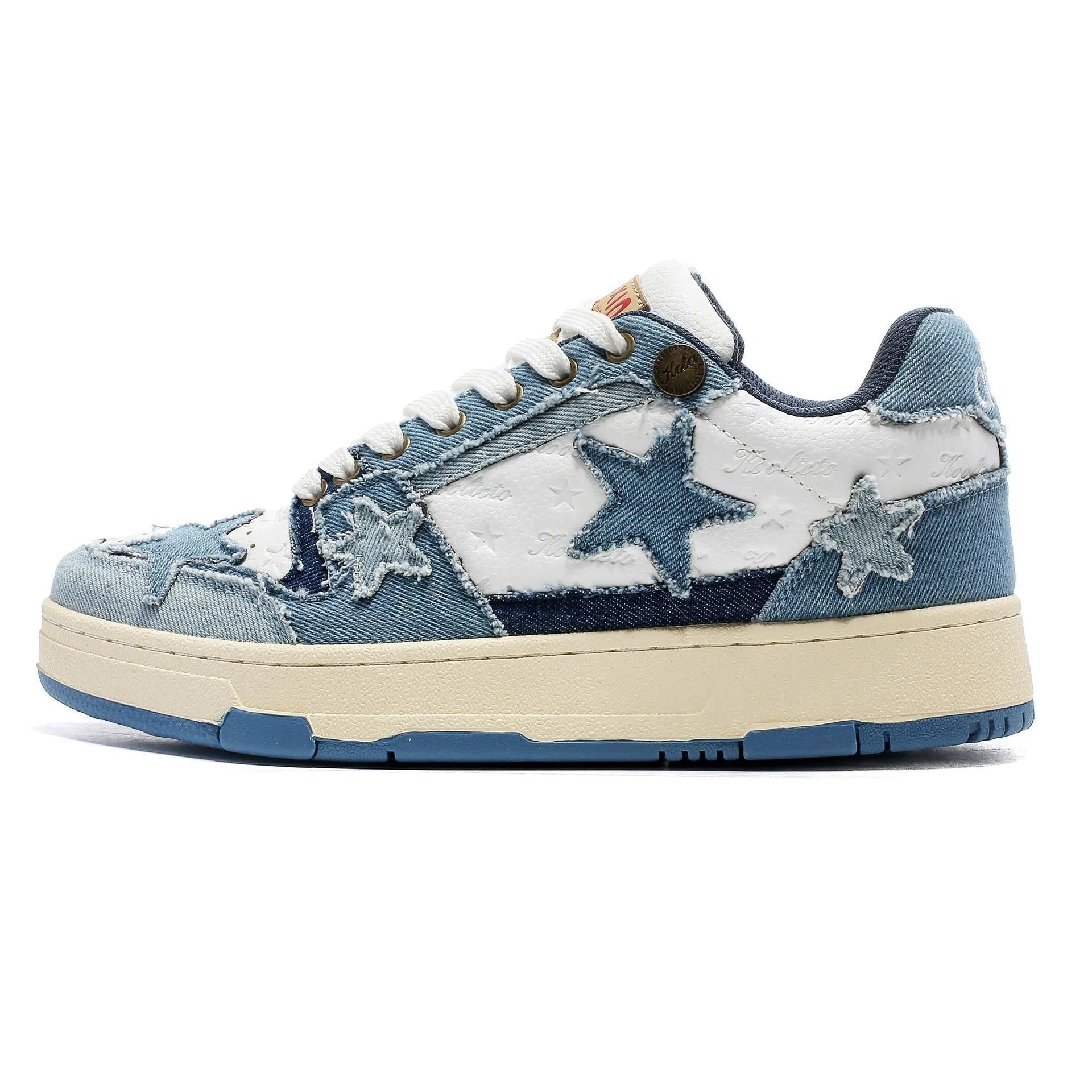 Cowhide leather low-top platform running shoes in West Lake dragon well tea colour with front lace-up