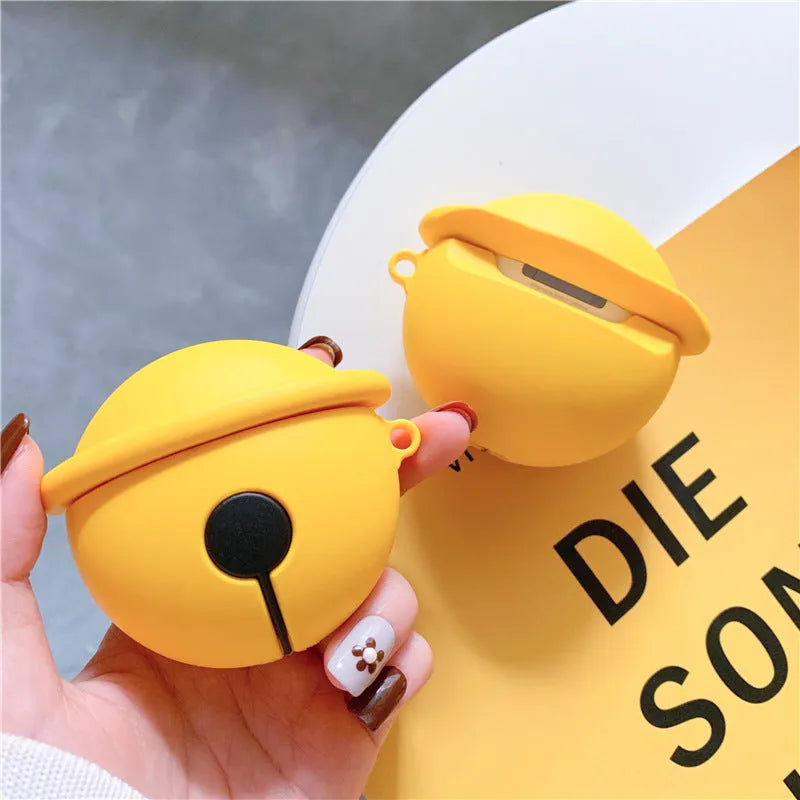 Bright yellow silicone case for AirPods 1 and 2 generation with bell-shaped design