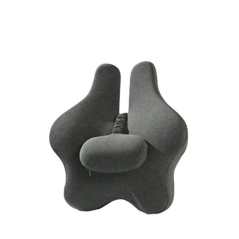Memory foam car cushion with lumbar support in black, dark grey, light grey, or pink