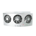 Black and white USB car ventilation fan with 1.5m cable for vehicle odour reduction