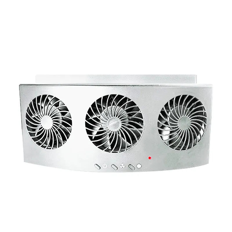 Black and white USB car ventilation fan with 1.5m cable for vehicle odour reduction
