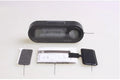 Black car clock thermometer with luminous LED display showing time and temperature on adjustable dashboard bracket