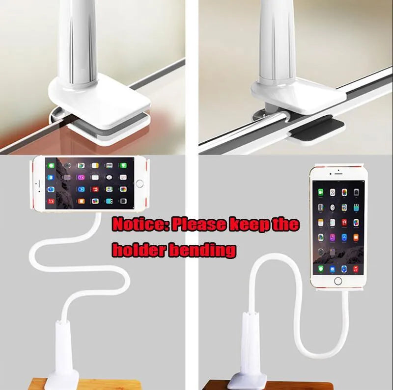 Black oversize flat panel handset holder with long adjustable arm made of aluminum alloy and plastic