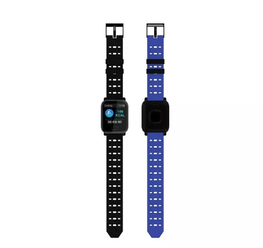 A6 smart bracelet with colour screen and silicone strap in choice of black, blue or orange colours