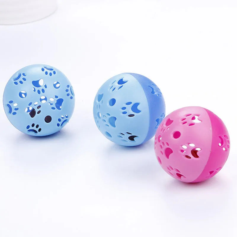 Pethome hollow plastic sounding cat toy ball in pink and blue 5cm diameter