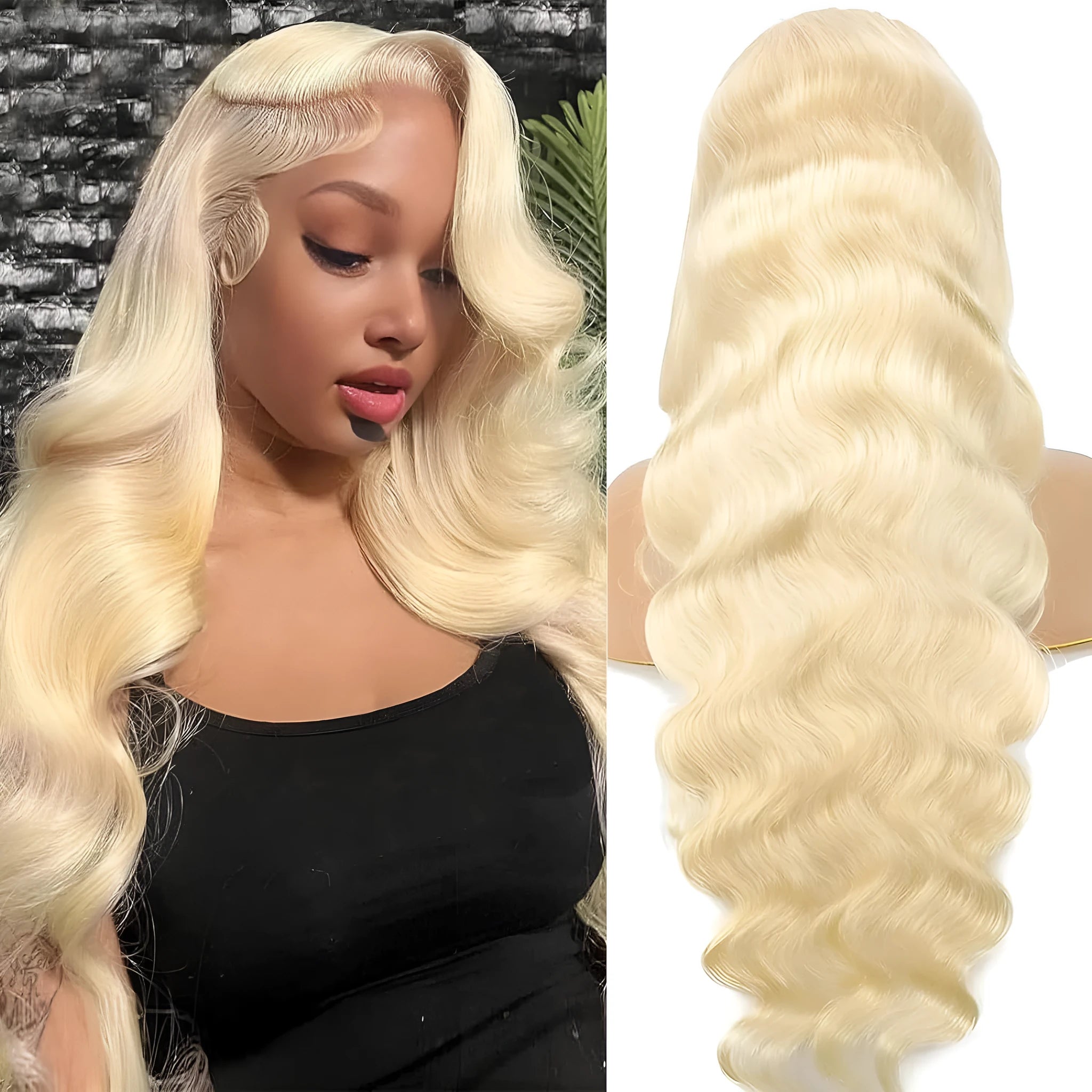 Women's front lace synthetic wig with medium to long curly hair in M1 539 613 colour showing natural hairline