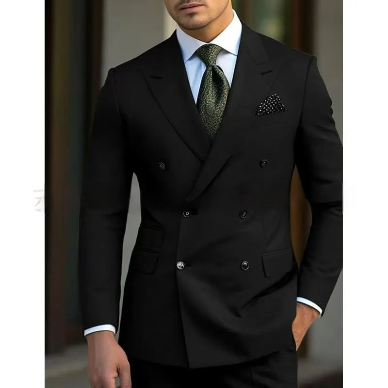 Men's light business two-piece suit set in cotton blend fabric available in multiple colours and sizes