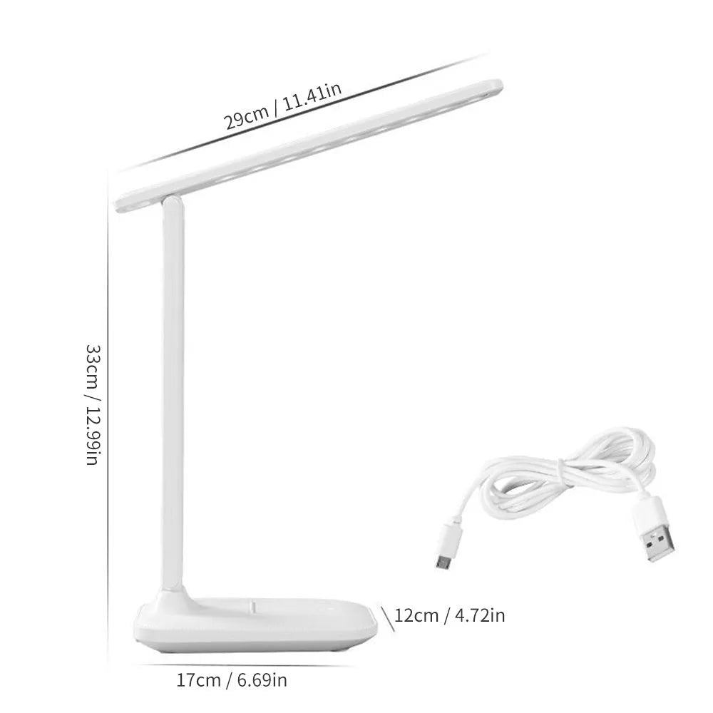 White plastic bedside lamp with touch dimming controls for children's bedrooms