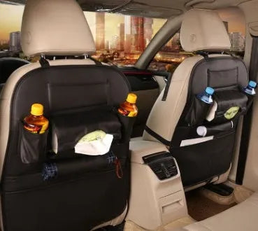 Car leather storage box hanging organiser beige 50x65cm seven compartments