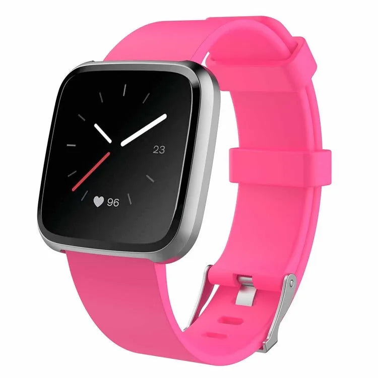 Fitbit Versa Lite replacement strap in multiple colours showing TPE material and size options.