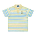 Men's blue and yellow printed casual short sleeve shirt with loose fit