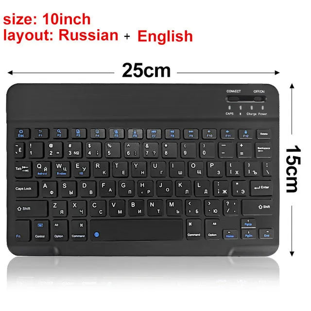 Mini black and white Bluetooth wireless keyboard for 7-inch, 9-inch and 10-inch tablets