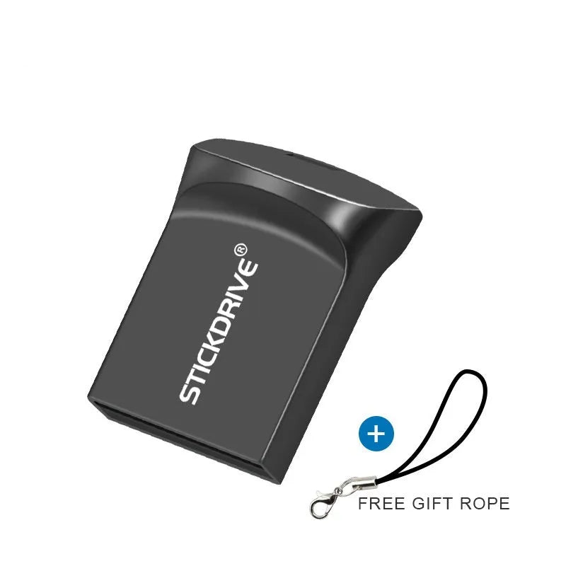Metal car design USB drive with necklace chain in black finish