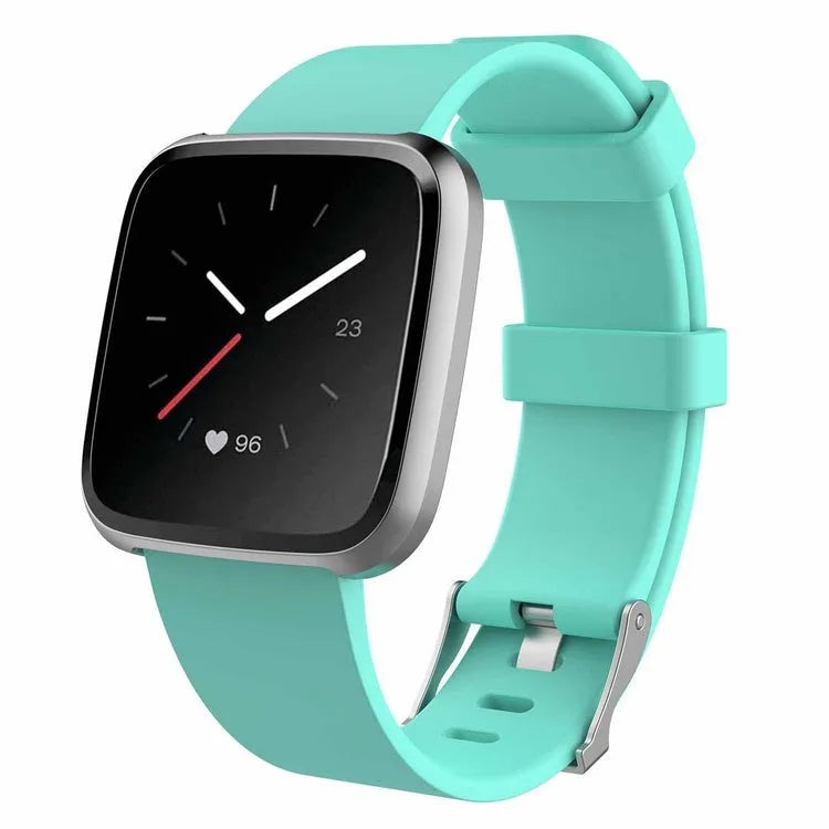 Fitbit Versa Lite replacement strap in multiple colours showing TPE material and size options.