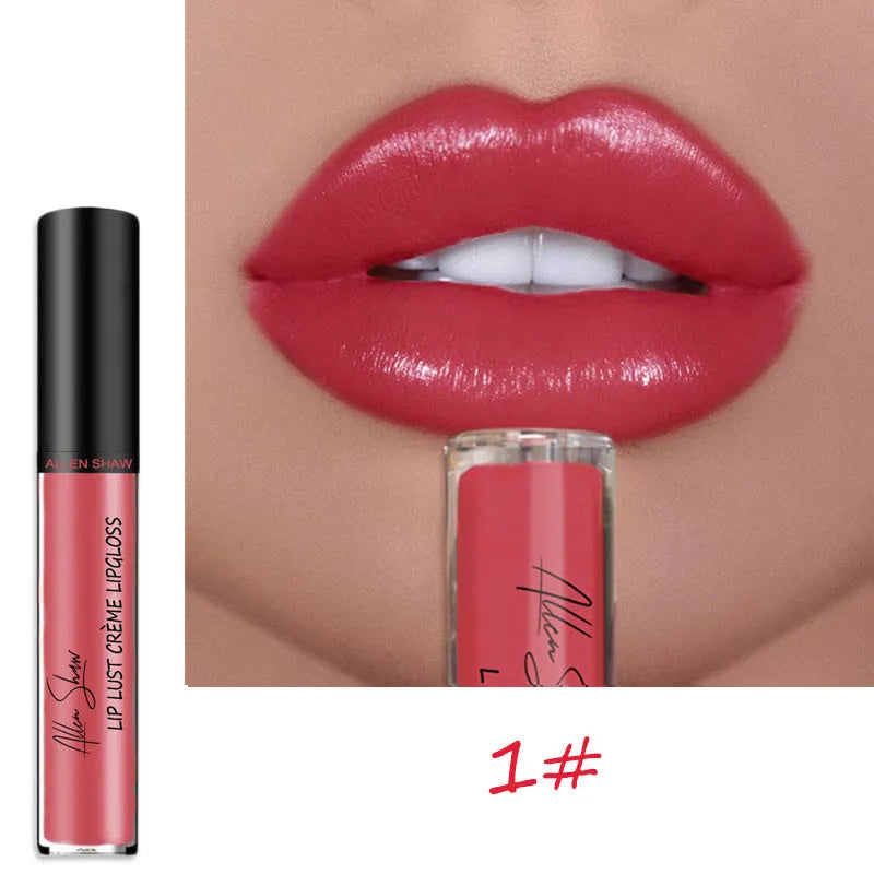 Allen Shaw Cream Lip Glaze in matte velvet finish with twelve colour options