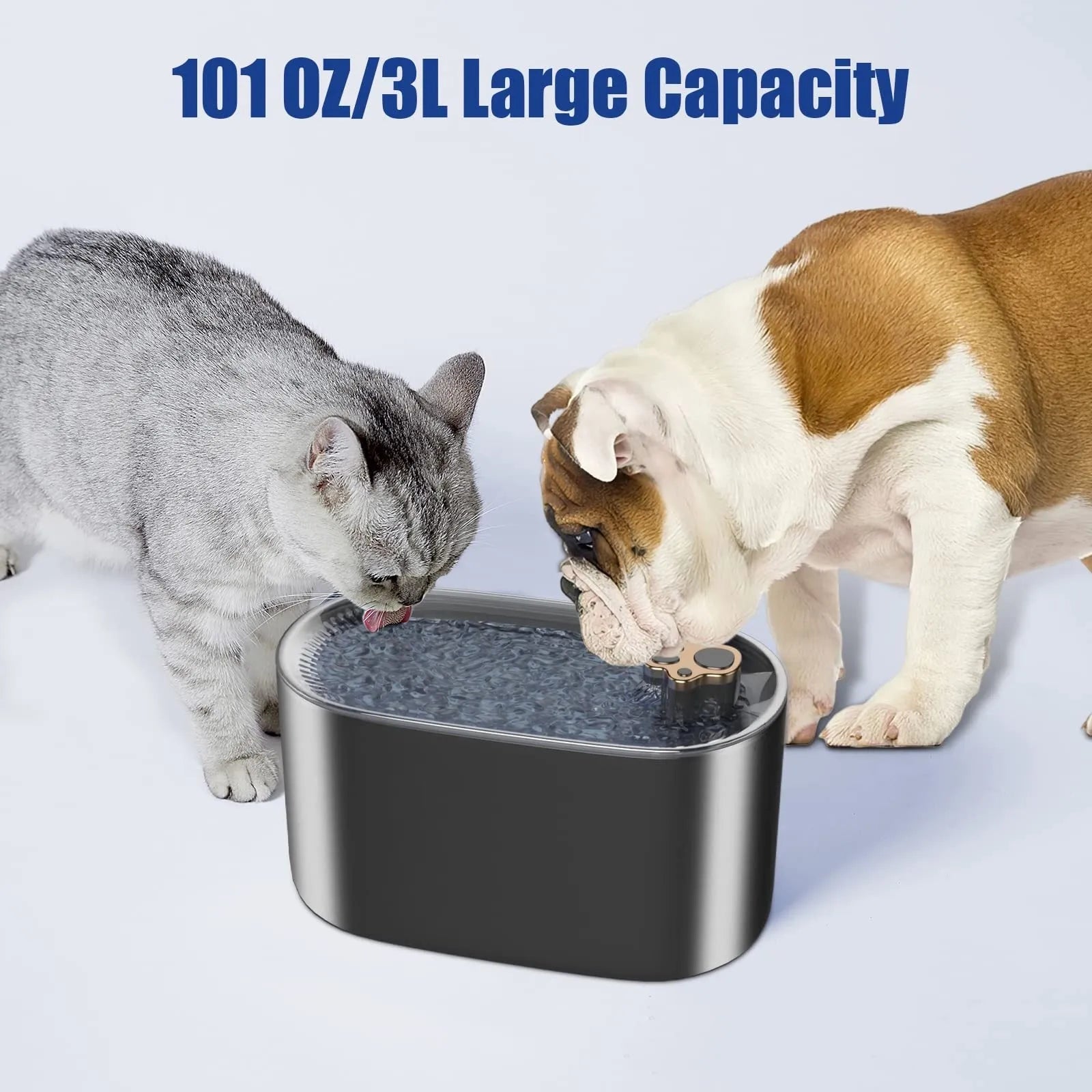 Berlin blue automatic pet water fountain with LED light on a 3-litre BPA-free plastic base